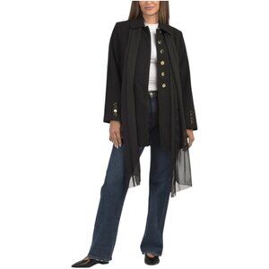 M BY MILLY Faux Wool Coat With Neck Tie